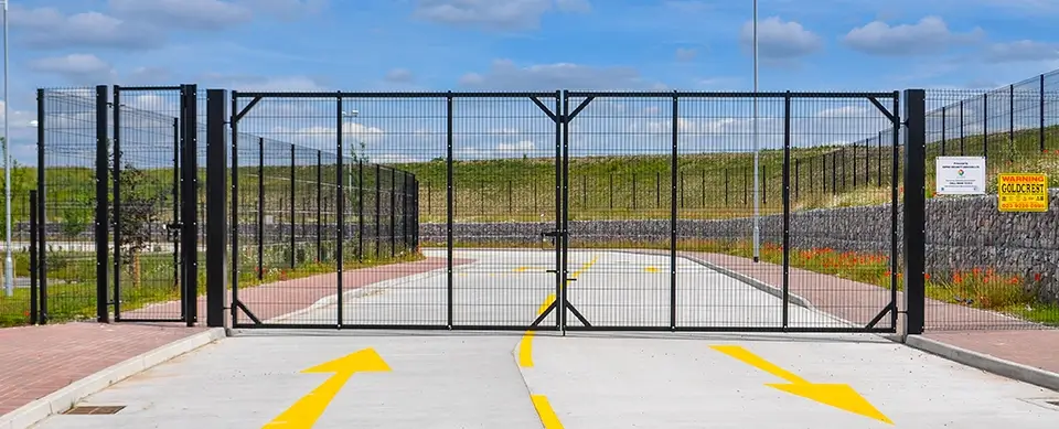 A Protek Mesh Gate Across A Private Car Park Entrance