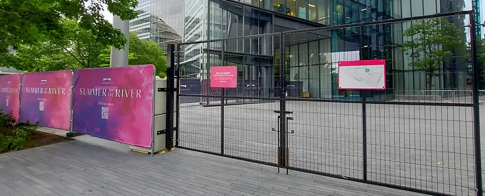 Double-Lead Bi-Folding SiteGard Gate Over A Wide Site Entrance